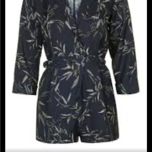 Navy leaf Print Romper